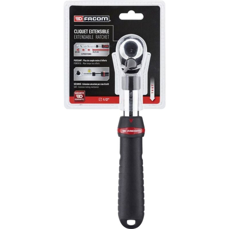 foto del prodotto facom sxl.161pb cricchetto estensibile con blocco 1 2 12.5 mm 264 mm