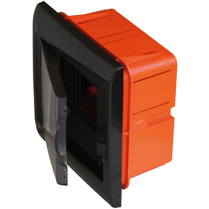 foto del prodotto faeg centralino da incasso 4 moduli con cornice nera e portello fum 160 x 170 x 75 ip40 fg14704