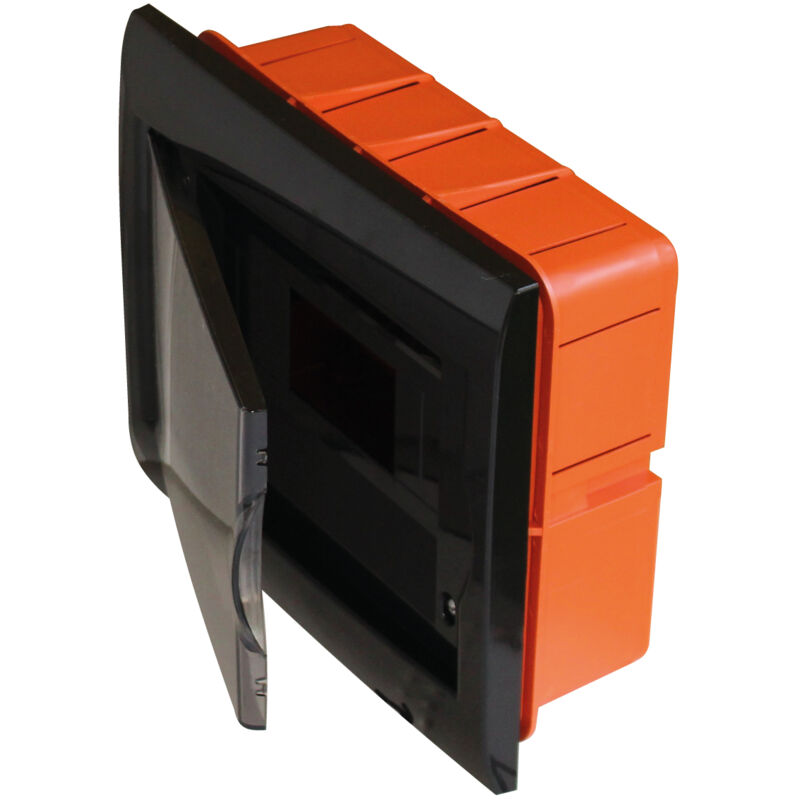 foto del prodotto faeg centralino da incasso 8 moduli con cornice nera e portello fum 255x215x80mm ip40 fg14708