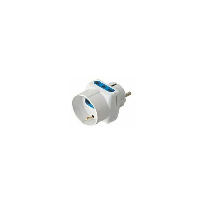 foto del prodotto faeg fg28514. adattatoretriplo schuko 2p t 10a 2 prese bipasso bianca in blister ip20d