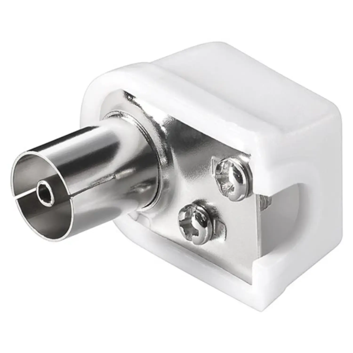 foto del prodotto faeg spinotto tv 9,5mm per cavo coassiale antenna piatto a pipa bianco femmina