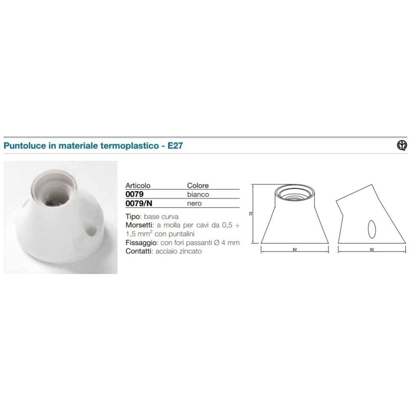 foto del prodotto fai portalampada a muro in plastica bianco e27 base curva porta lampada ricambio