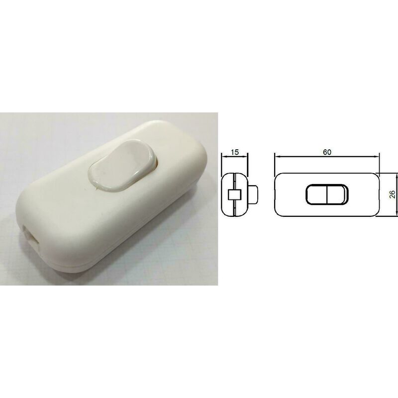 foto del prodotto fai pulsante unipolare interruttore a peretta terminale bianco 230v 2a abat jour