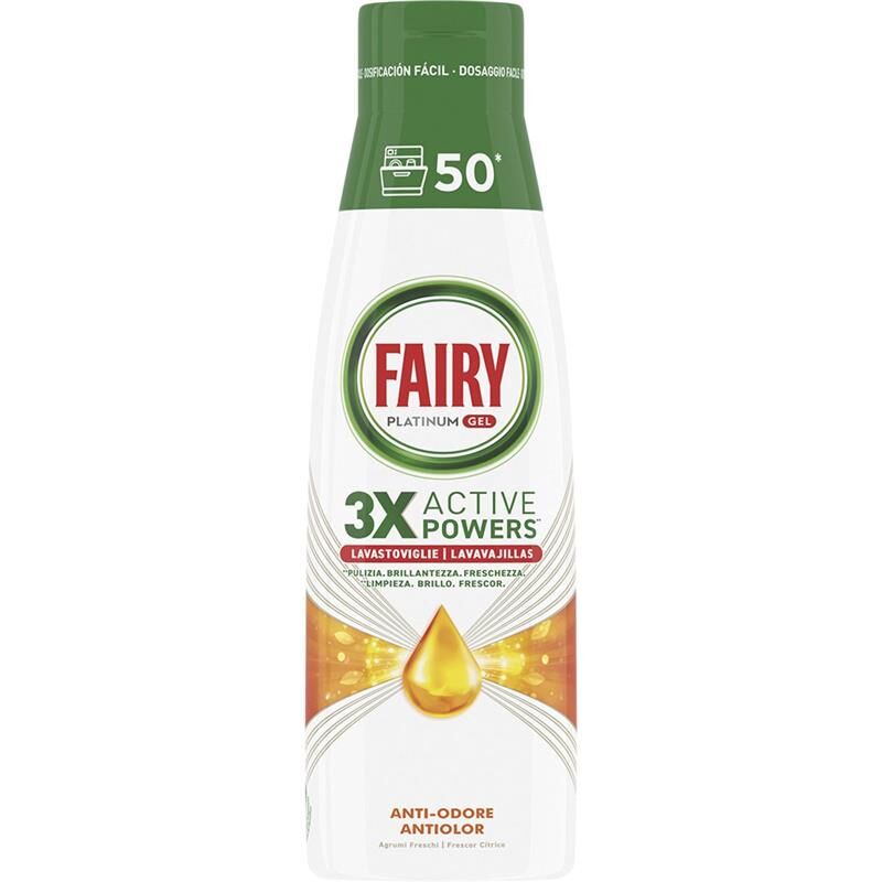 foto del prodotto fairy gel lavastoviglie platinum 900 ml anti odore agrumi freschezza e brillantezza oky