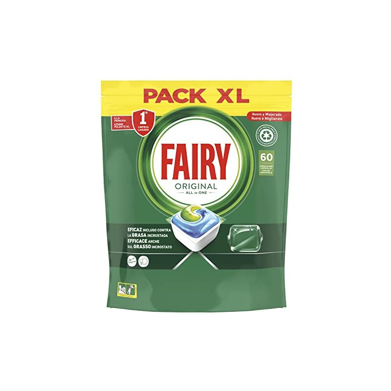 foto del prodotto fairy original normal, capsule per lavastoviglie tutto in uno, 60 capsule, efficaci anche sul grasso secco