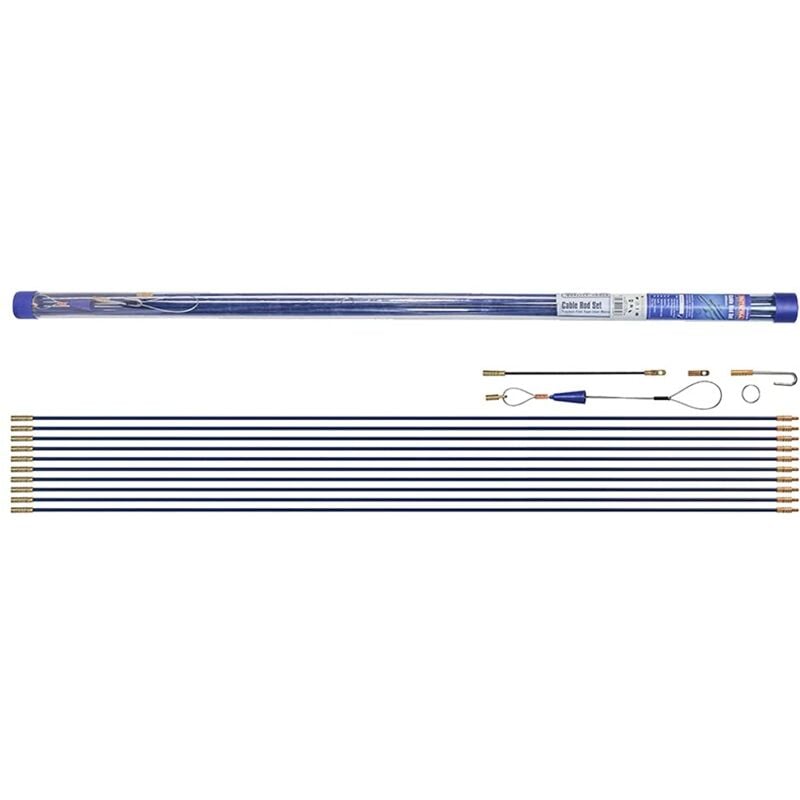 foto del prodotto faithfull faicrs1000 10m cable access rod and accessories kit 15 pieces including 10m 10 x 1m rods