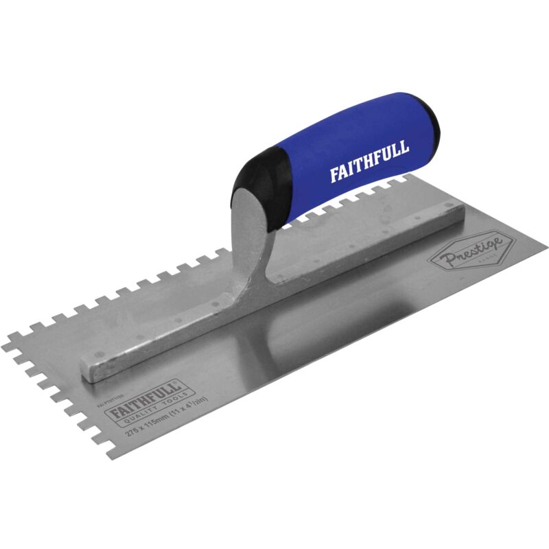 foto del prodotto faithfull faiptnt11ss prestige cazzuola dentellata in acciaio inox 6 mm , 275 x 115 mm, multicolore