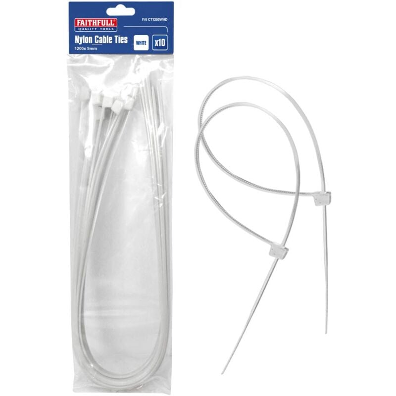foto del prodotto faithfull fascetta per cavo, 10 pz., 1200mm x 9mm faict1200whd
