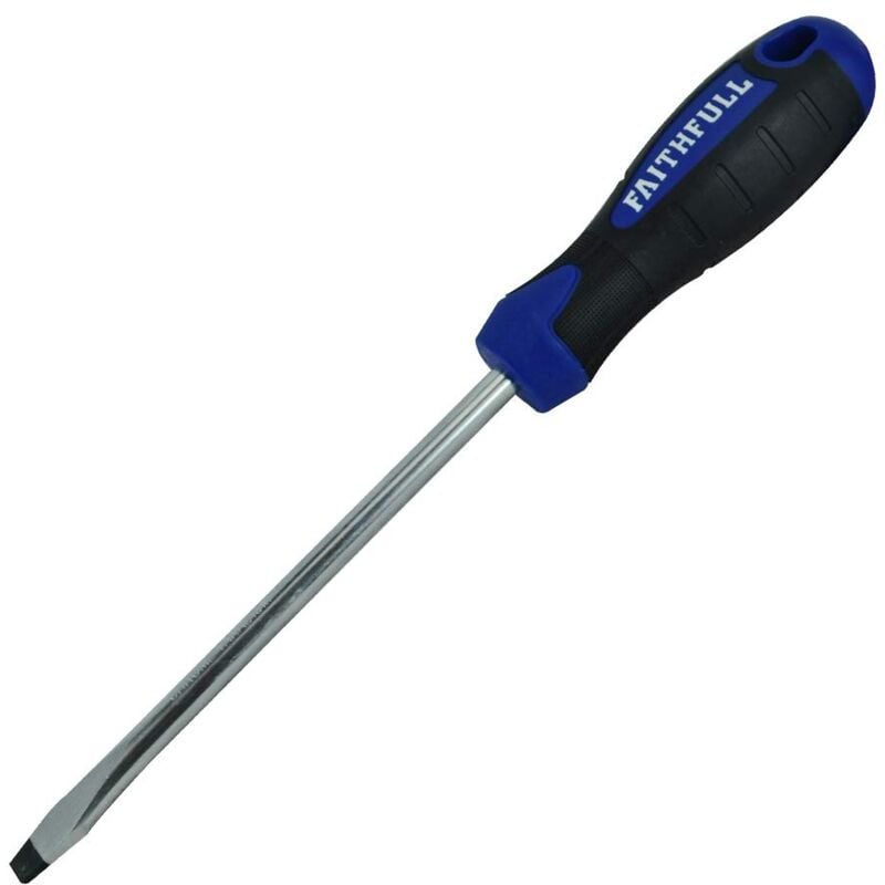 foto del prodotto faithfull flared screwdriver, soft grip handle, chrome vanadium steel blade with magnetic tip 6.5mm x 125mm