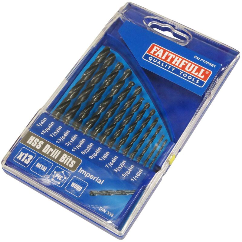 foto del prodotto faithfull set di 13 punte da trapano in hss, 1,5 6 mm x 0,4 mm