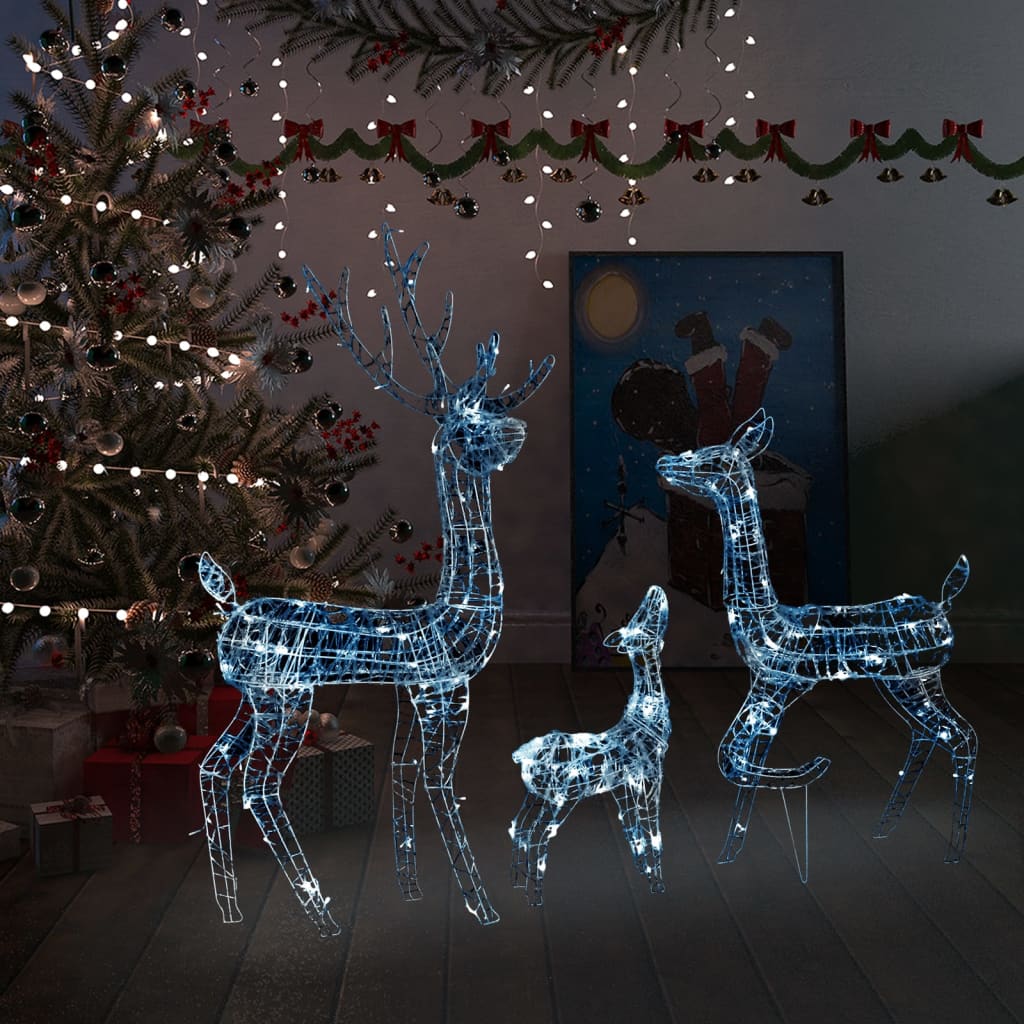 foto del prodotto famiglia di renne di natale 300 led bianco freddo in acrilico