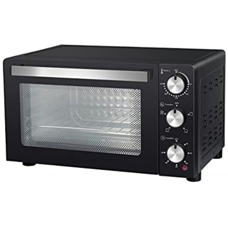 foto del prodotto family forno elettrico ventilato devil, capacit 23 litri, 3 modalit di cottura, timer da 60 minuti, 1200w, doppio vetro, luce interna e temperatura