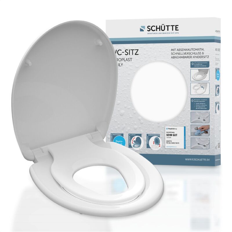 foto del prodotto family white duroplast, sedile wc con abbassamento automatico e chiusura rapida, occhialini con seggiolino rimovibile, carico massimo bianco sch tte