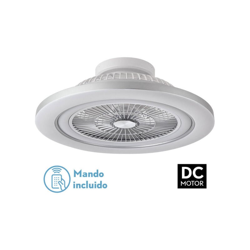 foto del prodotto fan 72w dc mato niquel 5aspas transp. 22x58x58cm 6 vel. 3 colores c remoto,memoria,temporiz y reg.intensidad 6120lm fabrilamp