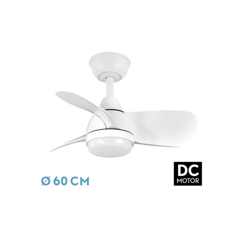 foto del prodotto fan dc 24w pirdo white 3 blades 60d 2400lm 6 vel. 3000 4500 6000k w earthquake, memory timer fabrilamp