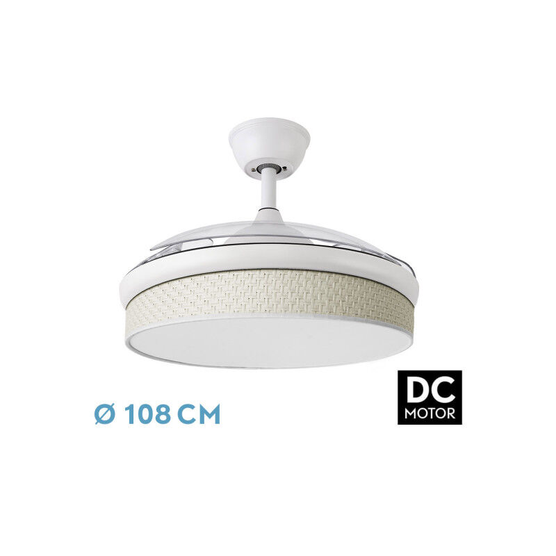 foto del prodotto fan dc fan fashion colour blanco con tre pale orientabili in abs e diffusore a calotta blanco 6 velocit regolabili 3 temperature diluce timer e