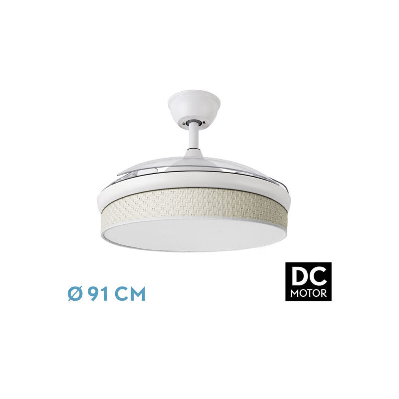 foto del prodotto fan dc fan fashion colour blanco con tre pale orientabili in abs e diffusore a calotta blanco 6 velocit regolabili 3 temperature diluce timer e