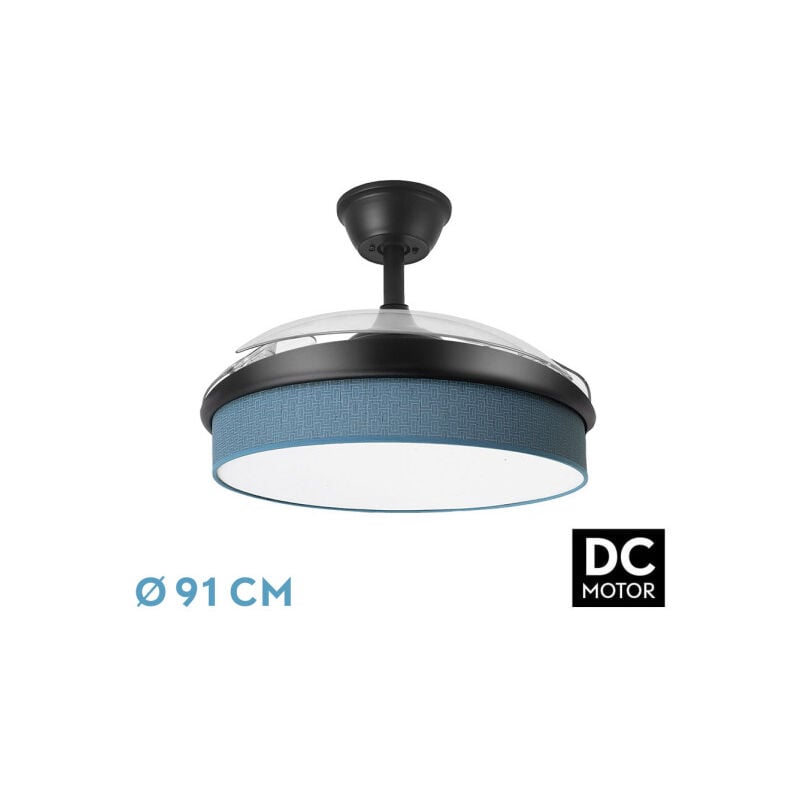 foto del prodotto fan dc fashion fan black con three abs folding blades e blue diffuser 6 velocit regolabili 3 temperature oflight con timer e telecomando inclusi