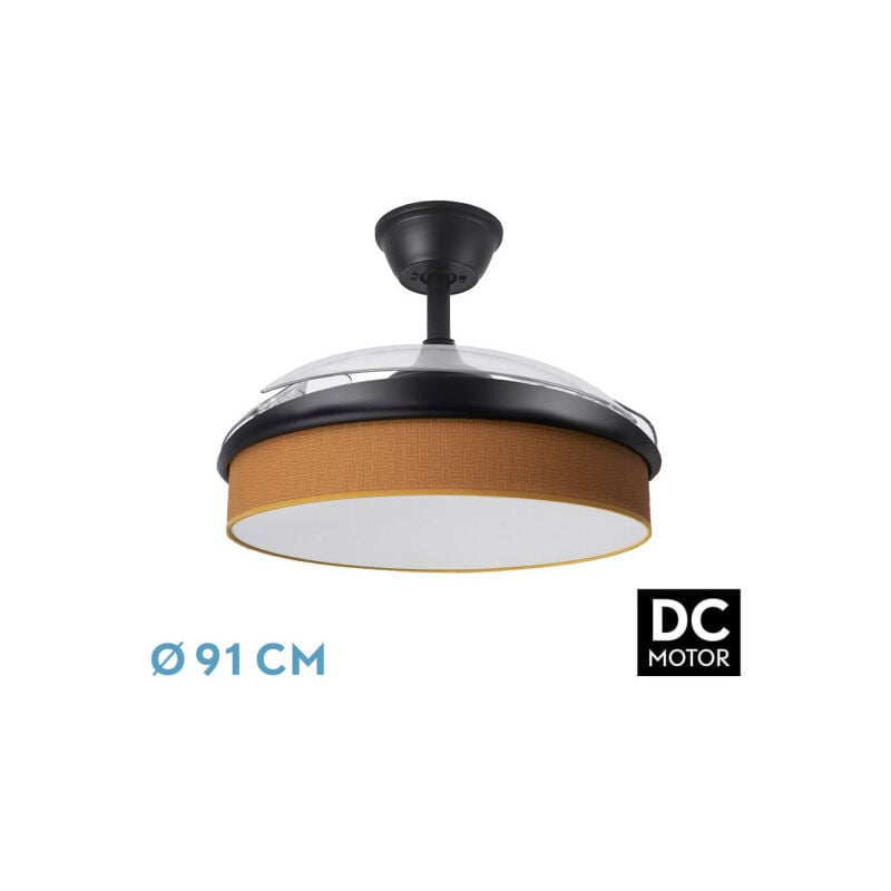 foto del prodotto fan dc fashion fan black con three abs folding blades e orange diffuser 6 velocit regolabili 3 temperature oflight con timer e telecomando inclusi