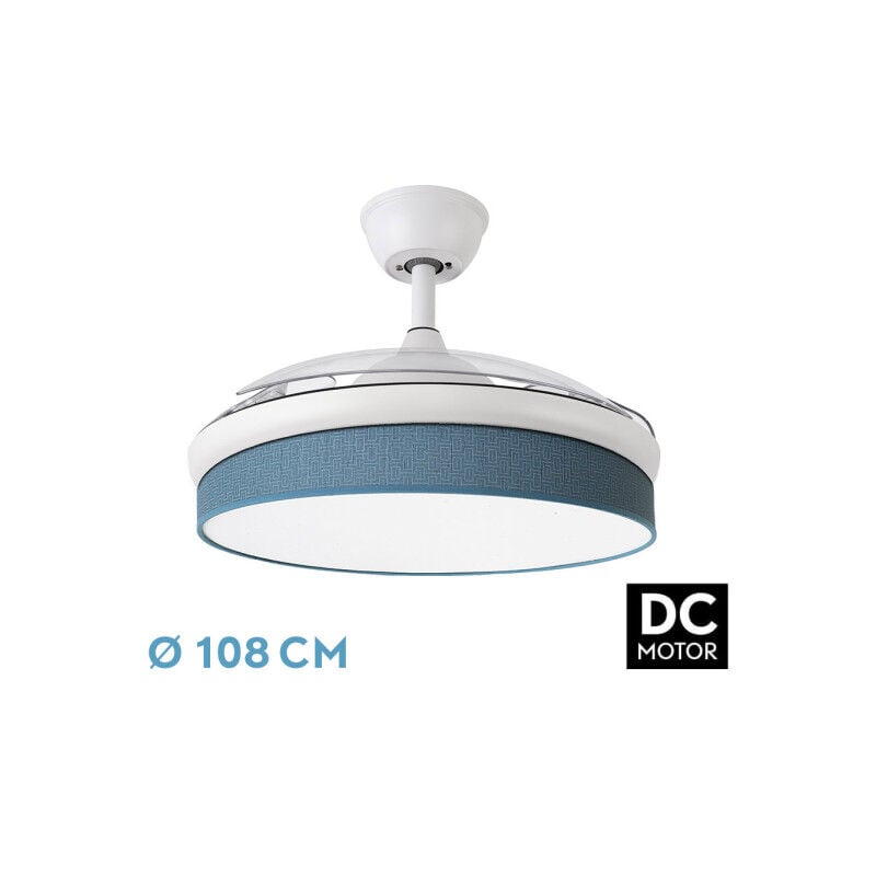 foto del prodotto fan dc fashion fan white con three abs folding blades e blue diffuser 6 velocit regolabili 3 temperature 3 luci timer e telecomando inclusi
