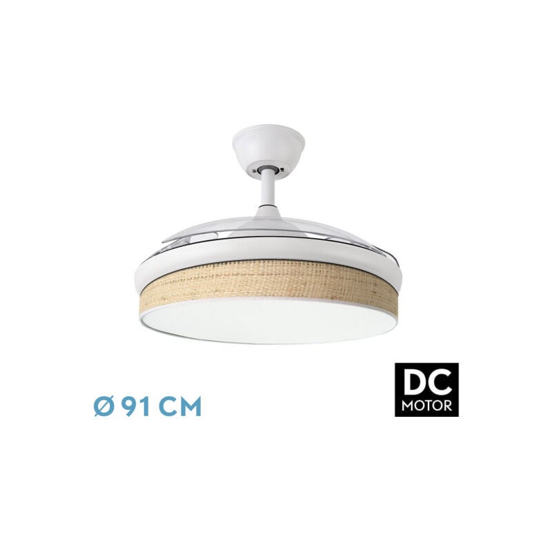 foto del prodotto fan dc fashion fan white con three abs folding blades e clear canopy diffuser 6 velocit regolabili 3 temperature 3 luci con timer e telecomando