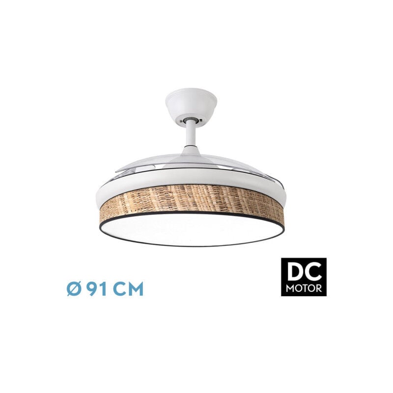 foto del prodotto fan dc fashion fan white con three abs folding blades e dark canopy diffuser 6 velocit regolabili 3 temperature 3 luci timer e telecomando inclusi
