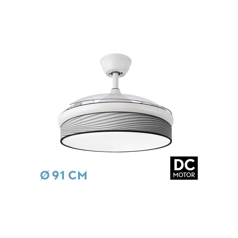foto del prodotto fan dc fashion fan white con three abs folding blades e grey furrow diffuser 6 velocit regolabili 3 temperature luce con timer e telecomando