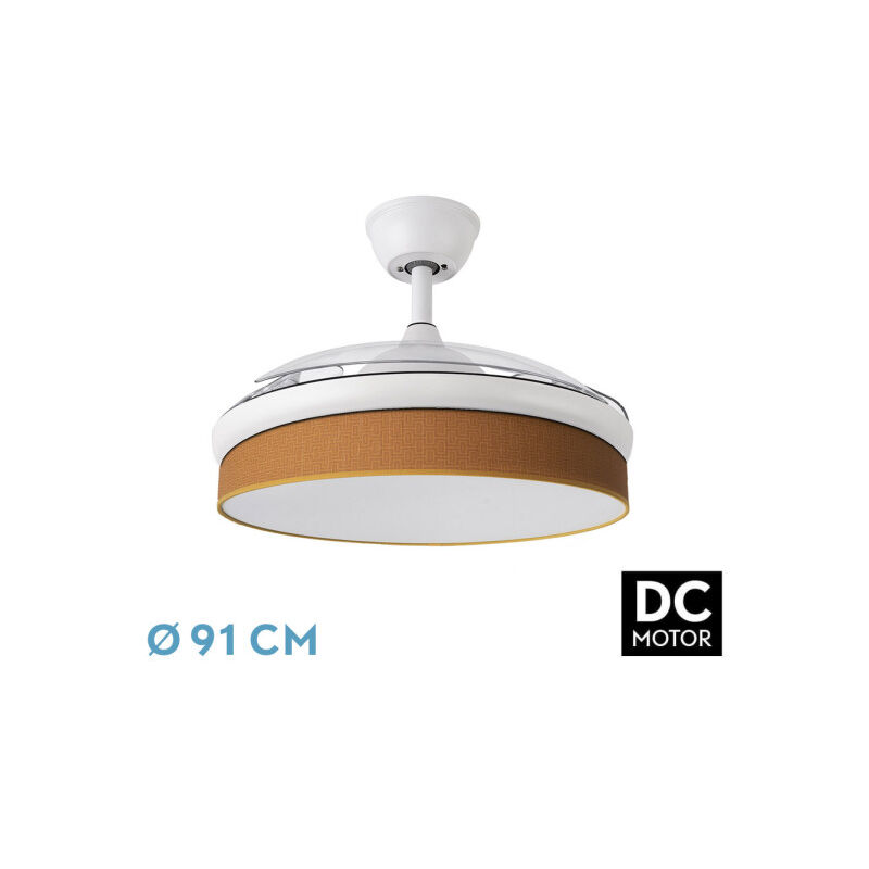 foto del prodotto fan dc fashion fan white con three abs folding blades e orange diffuser 6 velocit regolabili 3 temperature 3 luci con timer e telecomando inclusi