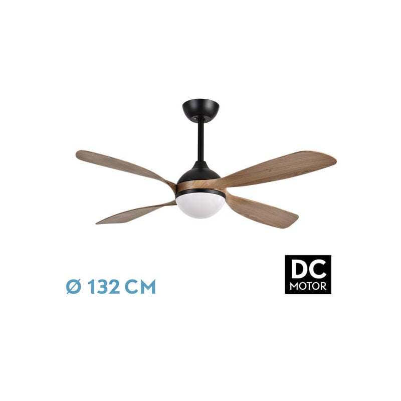 foto del prodotto fan dc livorno 30w 3250lm nero oak 132d 4stage 3000k,4500k,6000k, remote timer memory fabrilamp