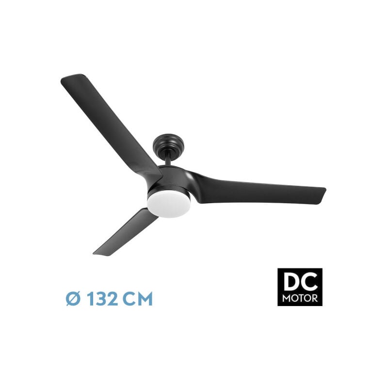 foto del prodotto fan dc montijo 24w black 3steps 6stage 132d 2424 lm 3000 4000 6500k remote controller intensity timer memory fabrilamp