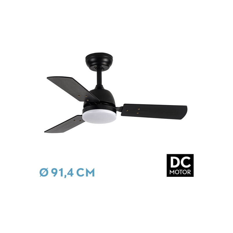 foto del prodotto fan dc portico black con three reversible blades in white beech con 6 velocit regolabili 3 temperature of selectable light remote control included
