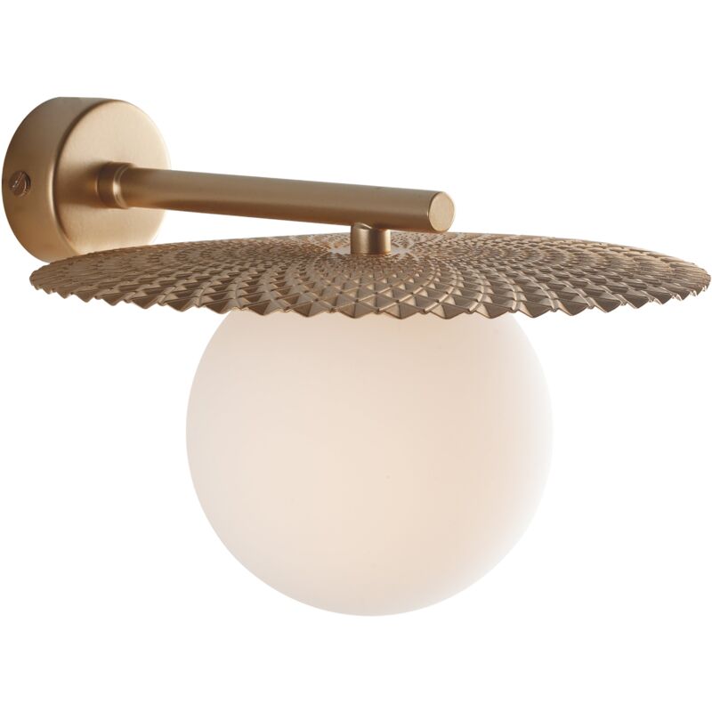 foto del prodotto fan europe applique chaplin in metallo oro con diffusore in vetro bianco 