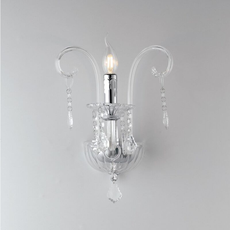 foto del prodotto fan europe applique cristallo in vetro cromato con pendenti in cristallo 
