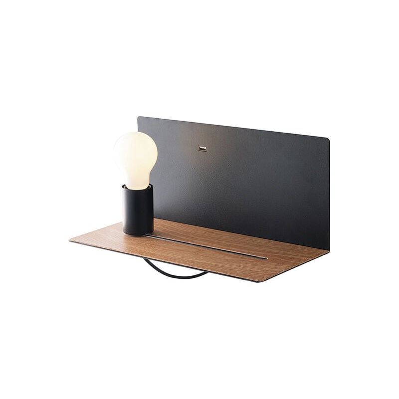 foto del prodotto fan europe applique flash in metallo nero con presa usb e punto luce mobile 