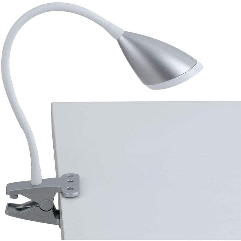 foto del prodotto fan europe lampada da lettura led hegel argento con pinza 3.7w 4000k luce naturale 
