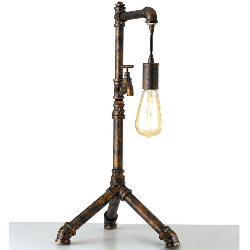 foto del prodotto fan europe - lampada da tavolo amarcord in metallo ruggine invecchiato stile industrial'