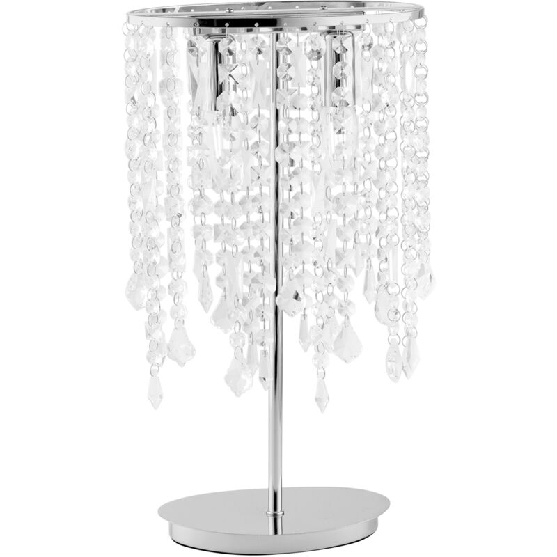 foto del prodotto fan europe lampada da tavolo breeze in metallo cromato con pendenti in cristallo 