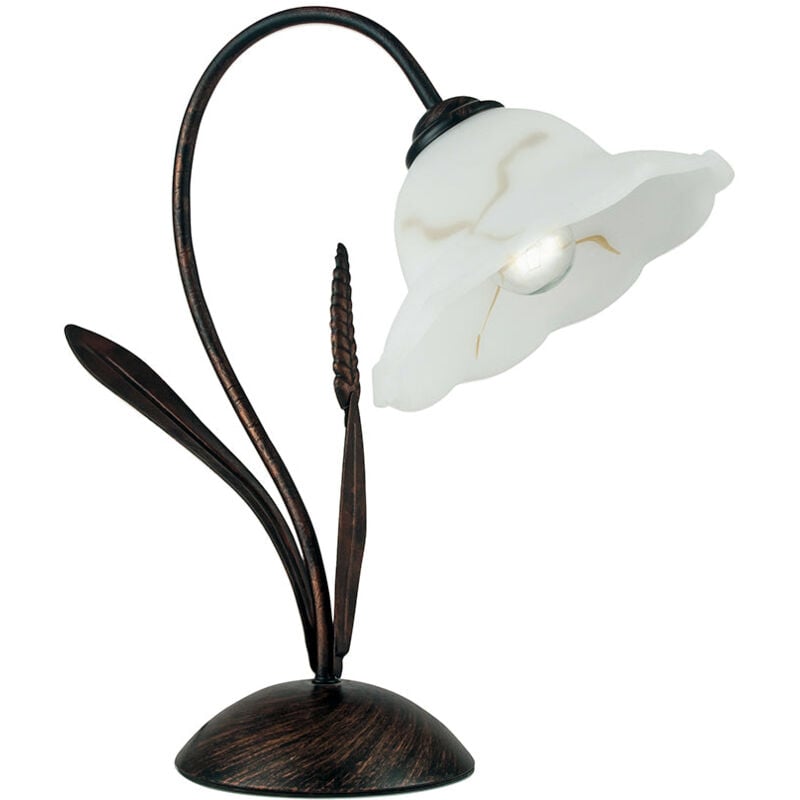 foto del prodotto fan europe - lampada da tavolo byron in metallo effetto ruggine con diffusore in vetro'