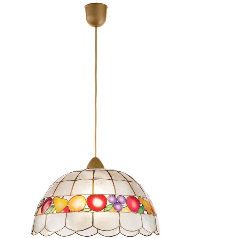 foto del prodotto fan europe lampadario a sospensione aragona in vetro madreperla tiffany multicolore