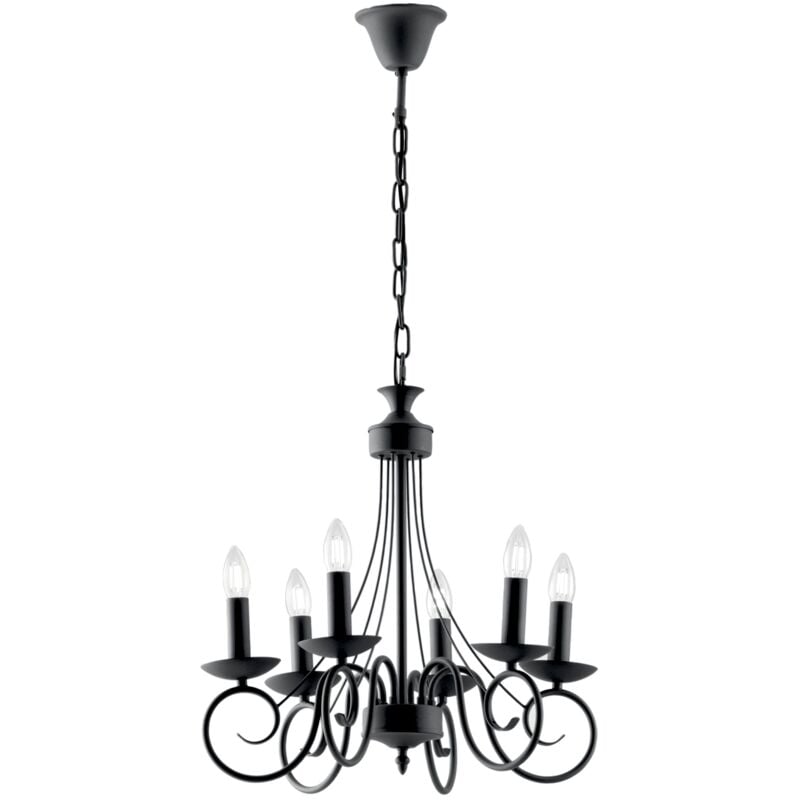 foto del prodotto fan europe lampadario a sospensione beatrice in metallo antracite a sei luci 