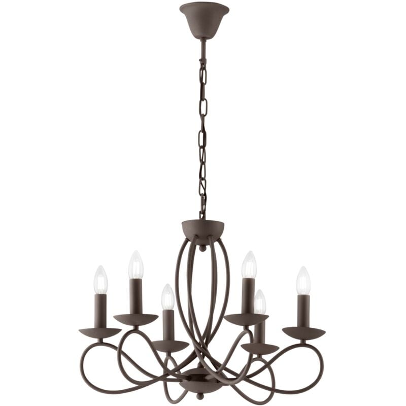 foto del prodotto fan europe - lampadario a sospensione ginevra in metallo corten a sei luci'