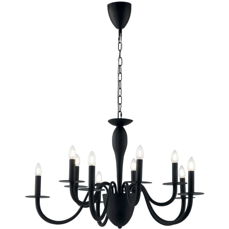 foto del prodotto fan europe lampadario armstrong in metallo nero a dieci luci 