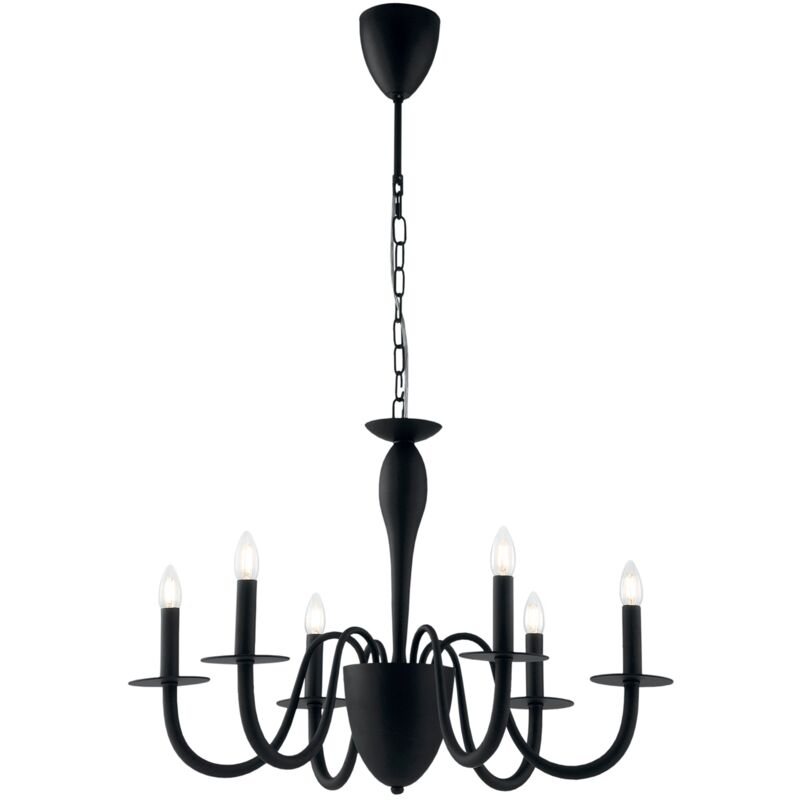 foto del prodotto fan europe lampadario armstrong in metallo nero sei a dieci luci 