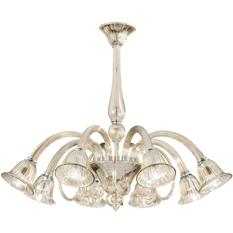 foto del prodotto fan europe lampadario poseidon in vetro champagne con otto diffusori 