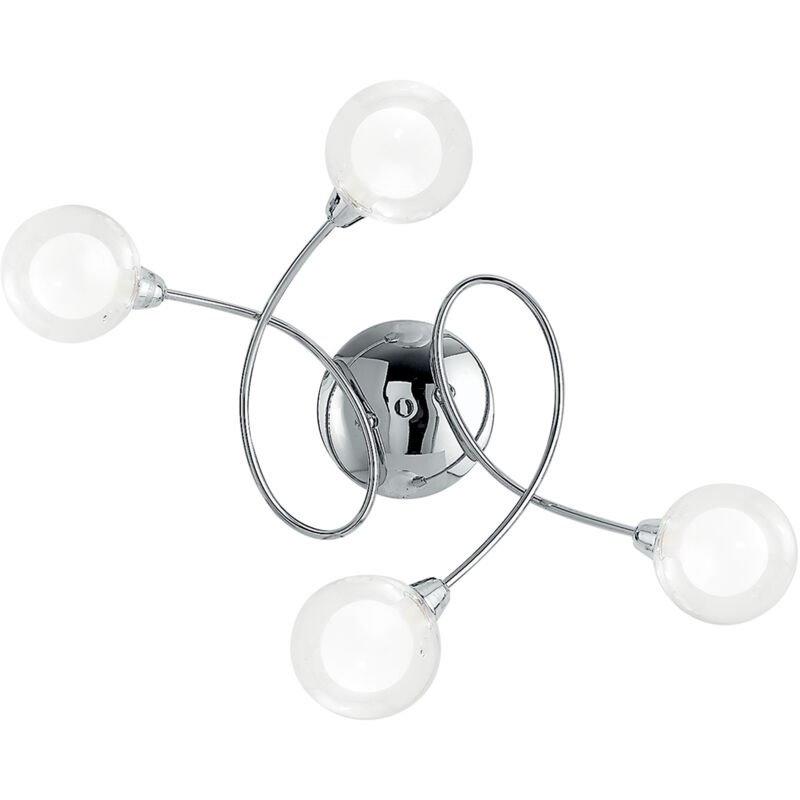 foto del prodotto fan europe plafoniera blog in metallo cromato con quattro diffusori in vetro 