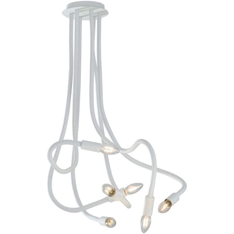 foto del prodotto fan europe plafoniera lover in metallo bianco con sei bracci flessibile 