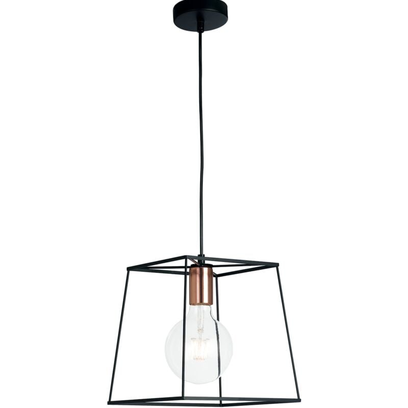 foto del prodotto fan europe sospensione harlem in metallo nero con portalampade ramato 20.5x25 cm. 