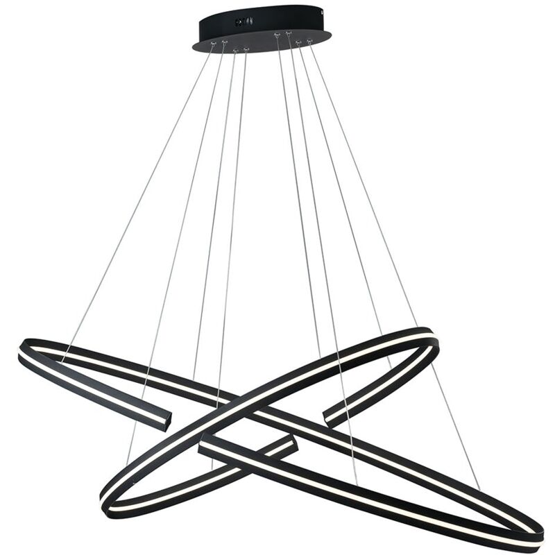foto del prodotto fan europe sospensione led clarke in alluminio nero 88w 3000k luce calda 