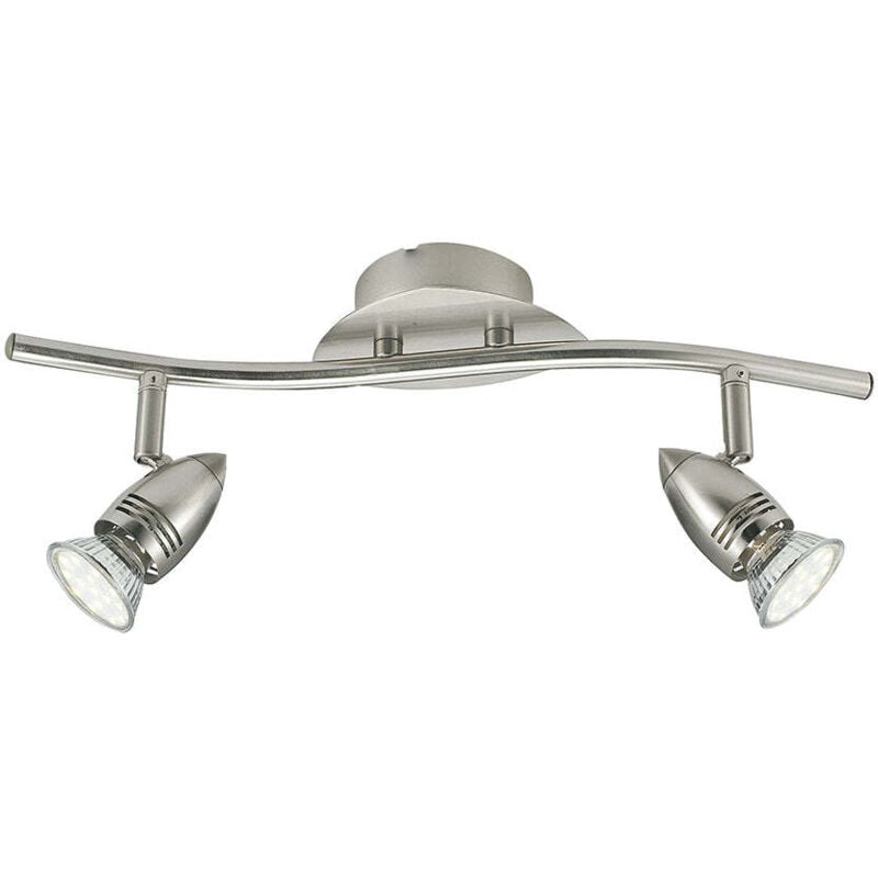 foto del prodotto fan europe - spot sunny in metallo nichel con due punti luce orientabili e lampadine incluse'