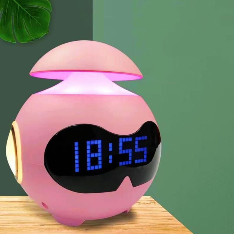 foto del prodotto fantasee sveglia per bambini, sveglia alimentata tramite usb con emoji, doppia impostazione allarme, luce notturna regolabile e mini altoparlante